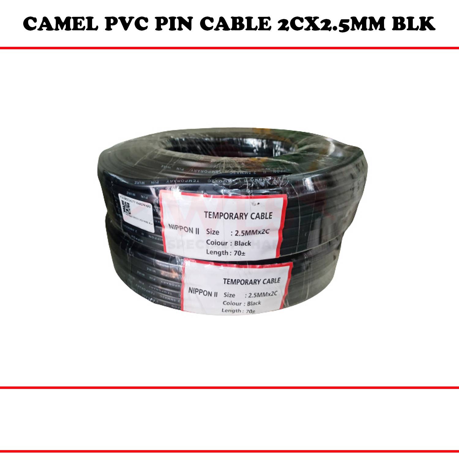CAMEL PVC PIN CABLE 2CX2.5MM BLK